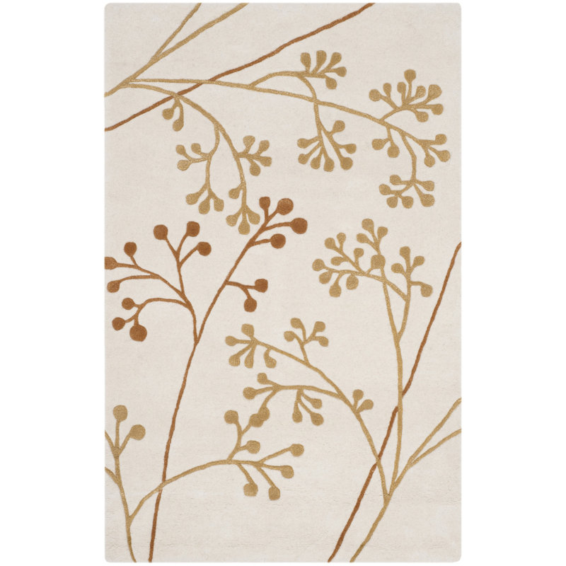 Tapis ivoire en laine touffeté à la main Avayah, Rectangle 7 pi 6 po x 9 pi 6 po
