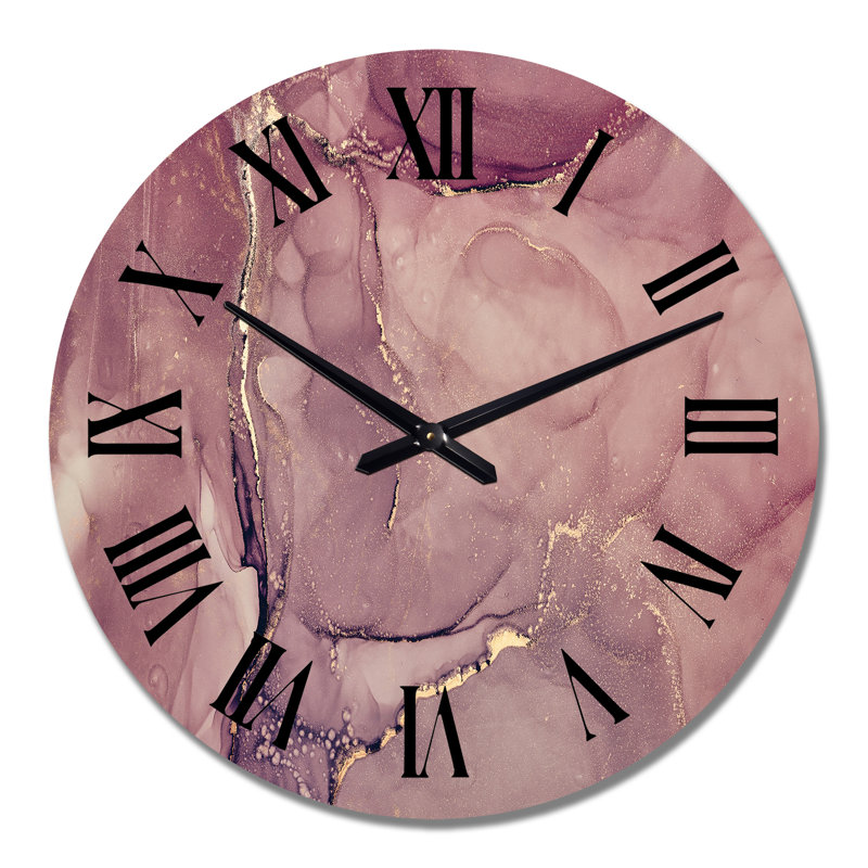Horloge murale moderne translucide en marbre mauve, Moyen