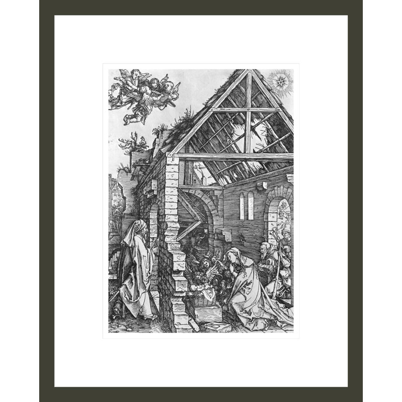 La Nativité de la série «La vie de la Vierge» par Albrecht Dürer - Estampe numérique encadrée, H 16,75 po x l 13,48 po