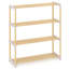 Range-chaussures en bois de pin massif à 3 ou 4 niveaux avec tablettes ouvertes à lattes - Organisateur de vestibule moderne naturel et gris pour chaussures, livres et articles de toilette-684160928