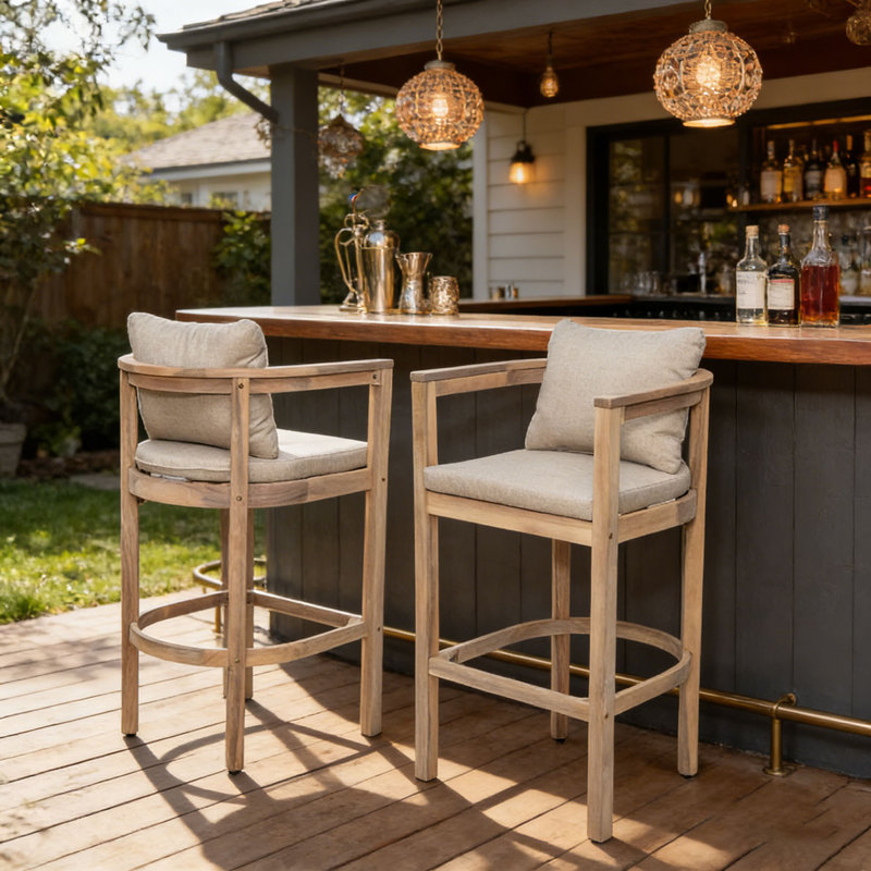 Ensemble de tabourets d'extérieur, Blanc clair