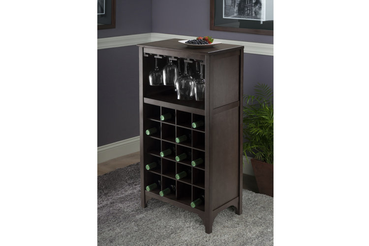Northpoint 20 Bottle Floor Wine Bottle & Glass Rack in Espresso