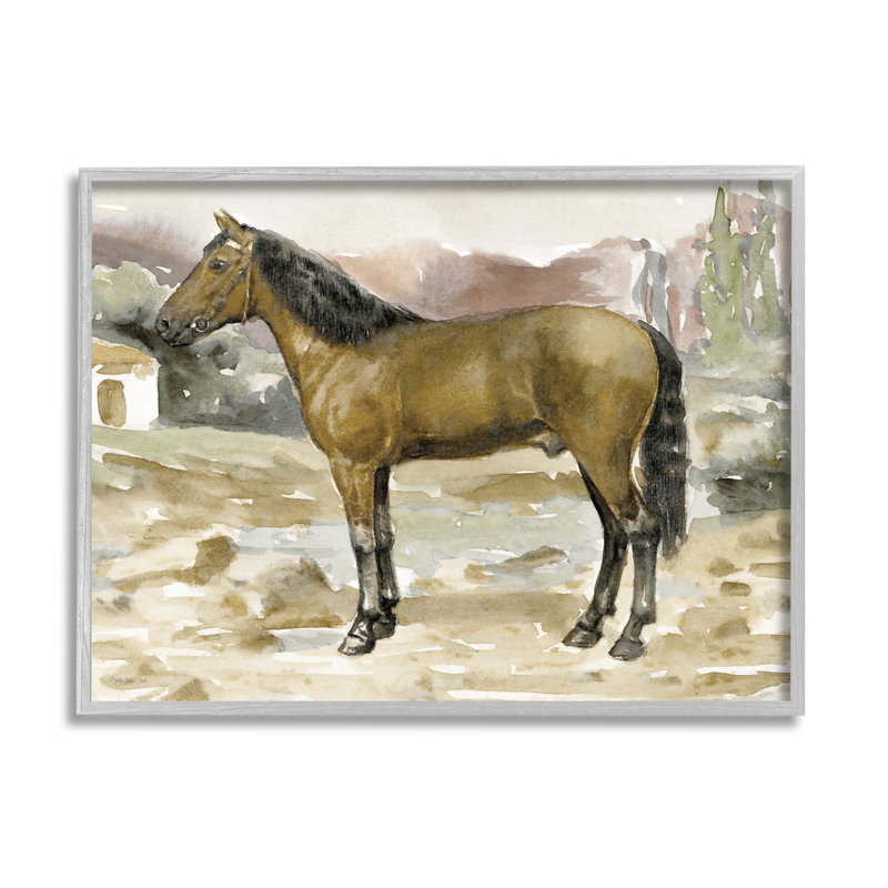 Scène de campagne champêtre brun - Peinture, H 16 po x l 20 po x P 1,5 po, Estampe numérique Farmhouse