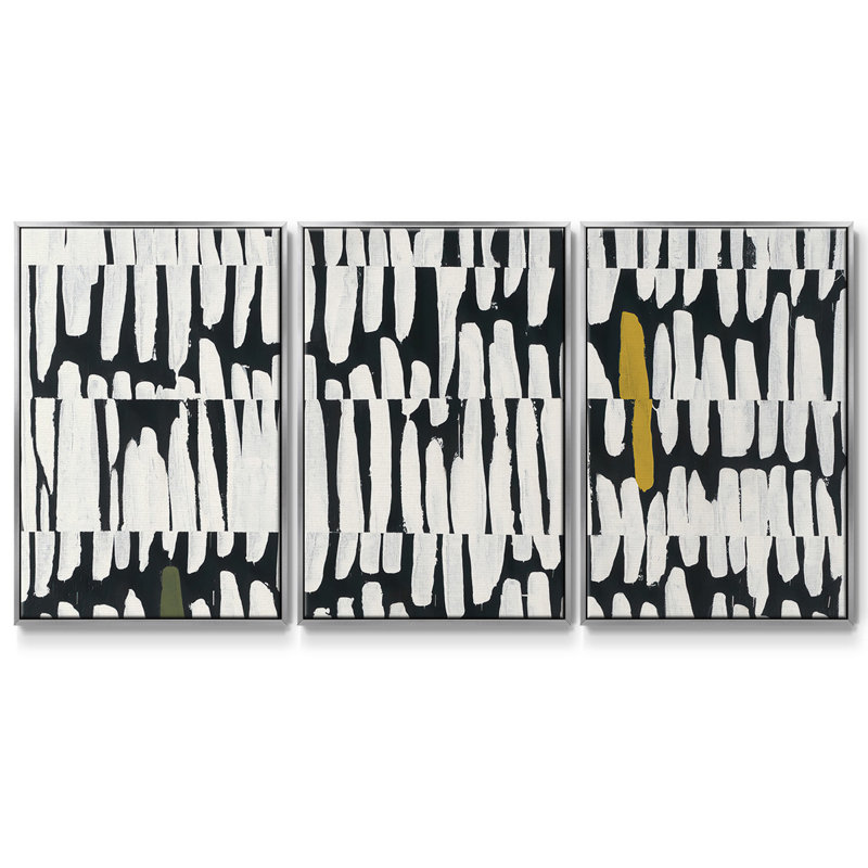 Night & Day V1 - Toile encadrée multi-pièces, Argent, H 36 po x l 75 po x P 2 po