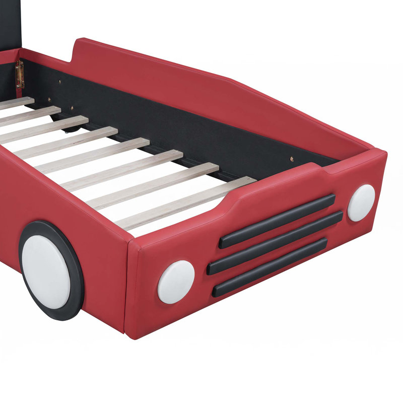 Lit plateforme simple avec roulettes, Rouge