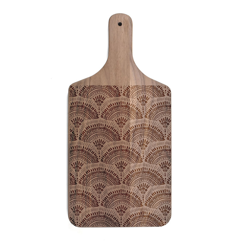 Bohemian Sketch Pattern Paddle Cutting Board, Walnut