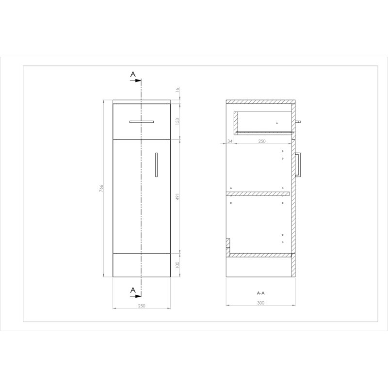 Mars Bathroom Cabinet, 76.6cm H x 25cm W x 30cm D