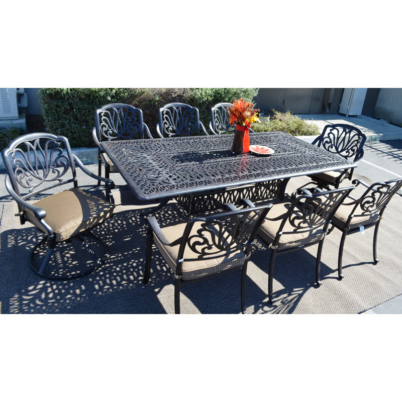 Nassau 8 - Person Patio Dining Set with Rectangular Table , Cushions Included