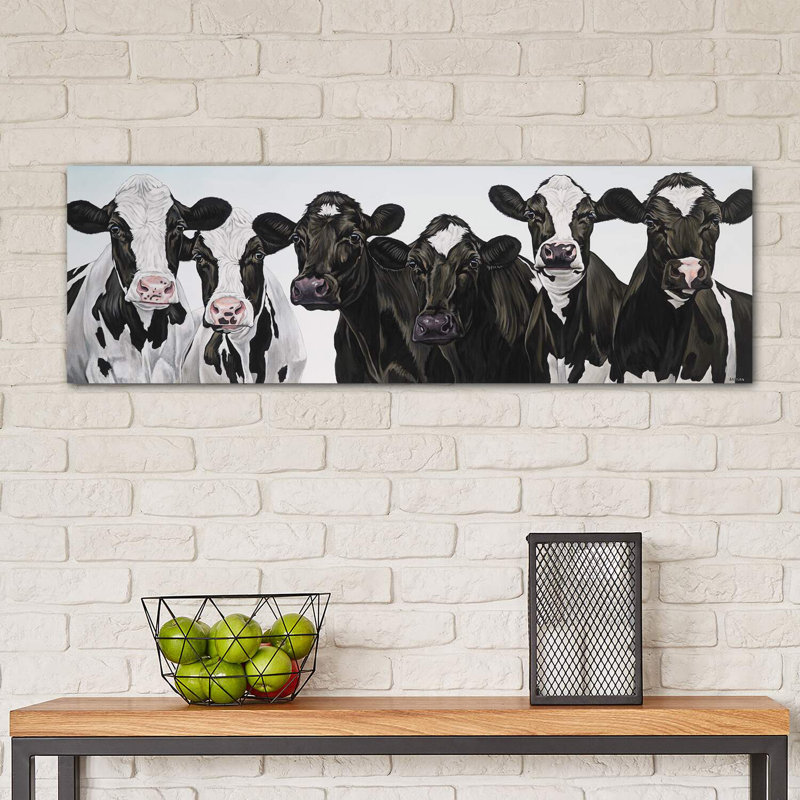 «Herd Of Cows» par Clara Bastian - Estampe numérique sur toile tendue avec châssis panoramique, Sans cadre, Toile tendue