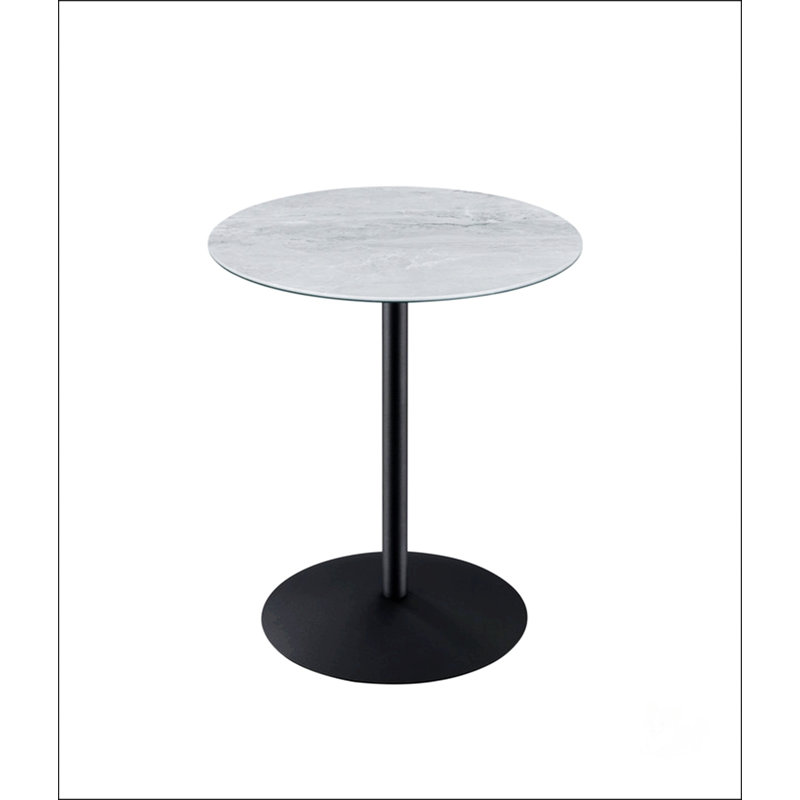 Orfeo 15.5 Inch Wide End Table With Adjustable Height And  Marble Textured Top,  For Modern And Versatile Spaces, Gray
