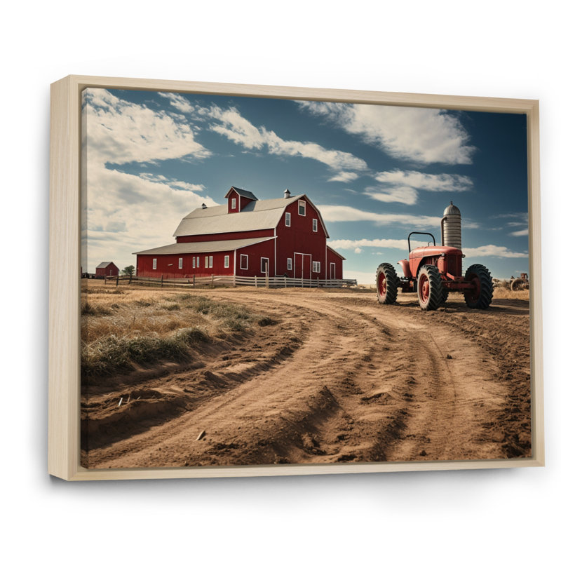 Farm Farmstead Delight Muted III - Print, Cadre naturel flottant, H 16 po x l 32 po x P 1 po
