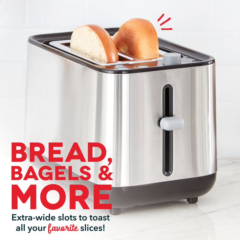 Stainless Steel 2-Slice Long Slot Toaster with Crumb Tray