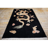 Vintage Benevolent 5 Claw Dragon Design Chinese Deco Rug