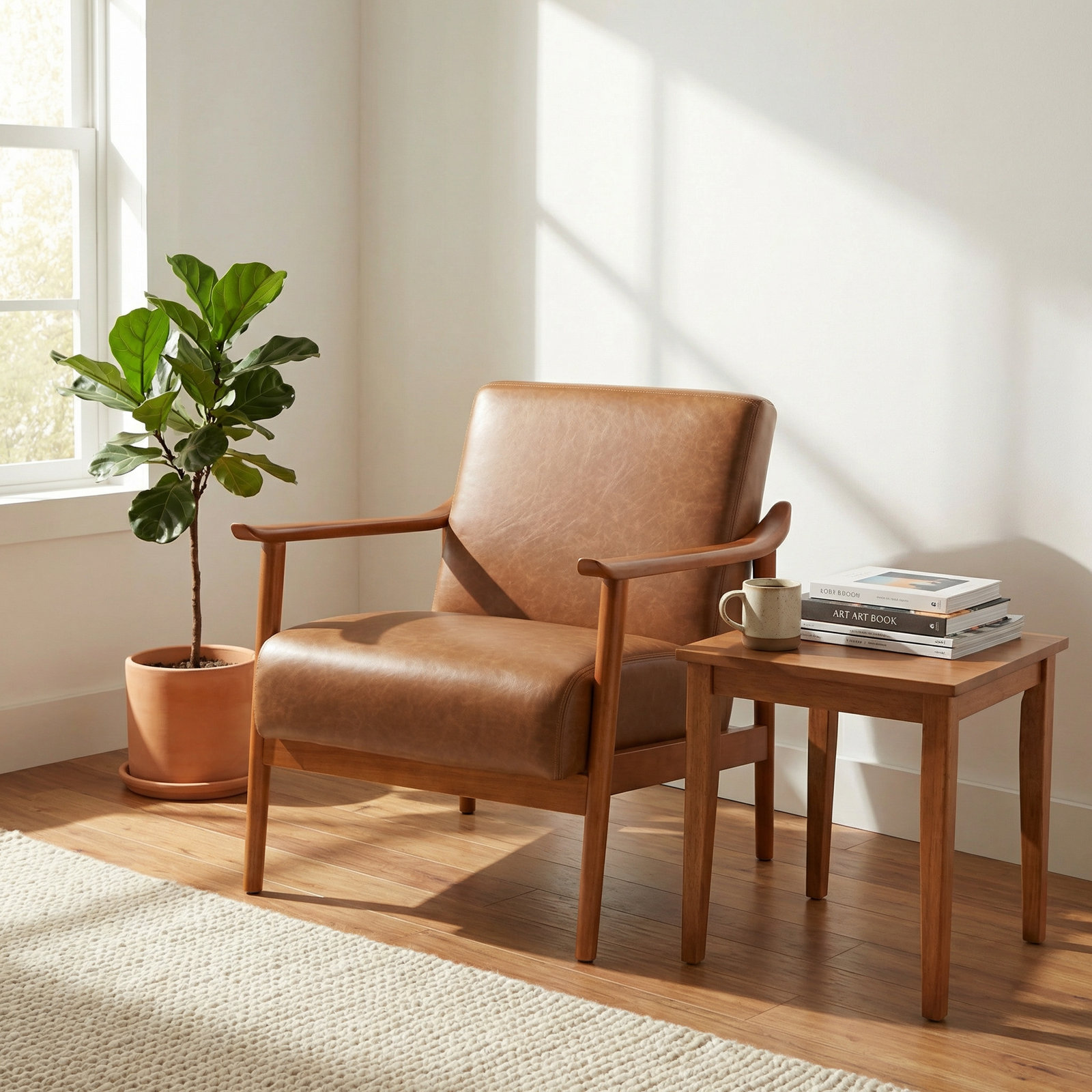 Wythe Genuine Leather Armchair, Brown