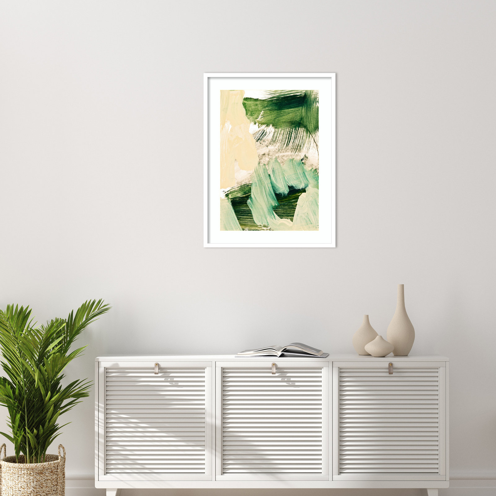 Elphaba "Minimalist Painting 09" Print, White Framed, 33" H x 25" W
