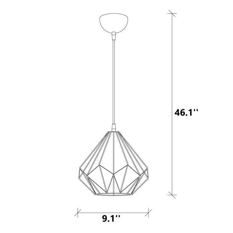Luminaire suspendu géométrique à 1 lumière Alastair, H 8,3 po x l 9,1 po x P 9,1 po