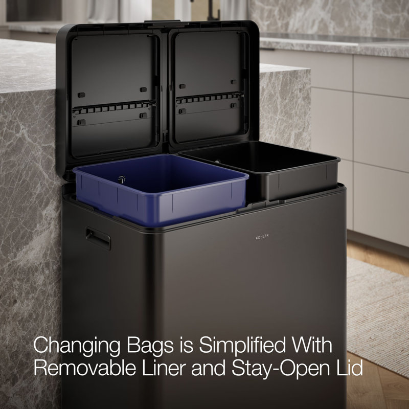 82-Liter Stainless Steel Dual-Bin Step Trash Can, Brown