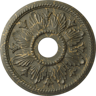 Endurathane Edinburgh Ceiling Medallion, 18 1/8"OD x 3 1/2"ID x 2 3/4"P (Fits Canopies up to 5 1/8"), Hand-Painted Witch Hazel Crackle Finish