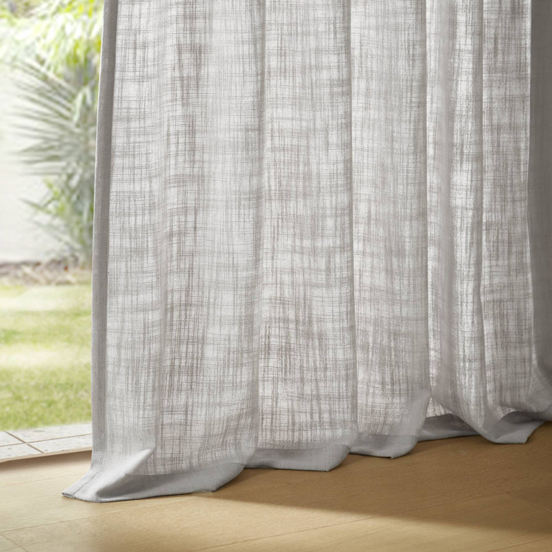 Paire de rideaux en mélange de lin Emery, Gris, L 40 po x L 84 po