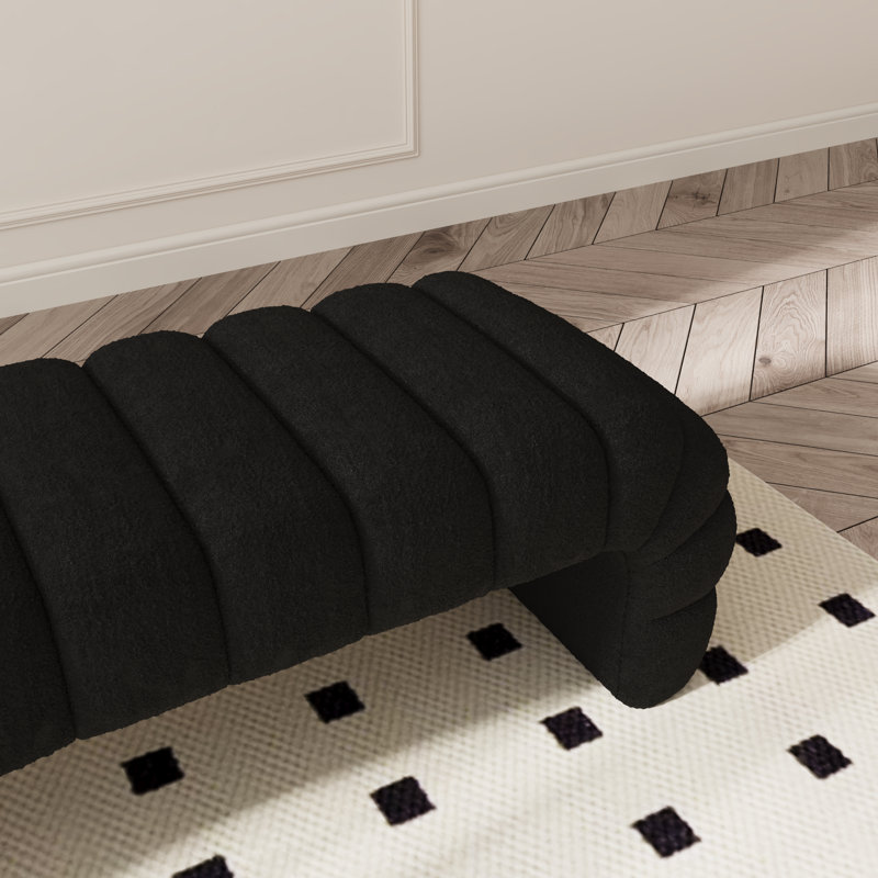 69.7" W Modern Arched Bench Ottoman, Chenille Tufted End Of Bed Bench, Black