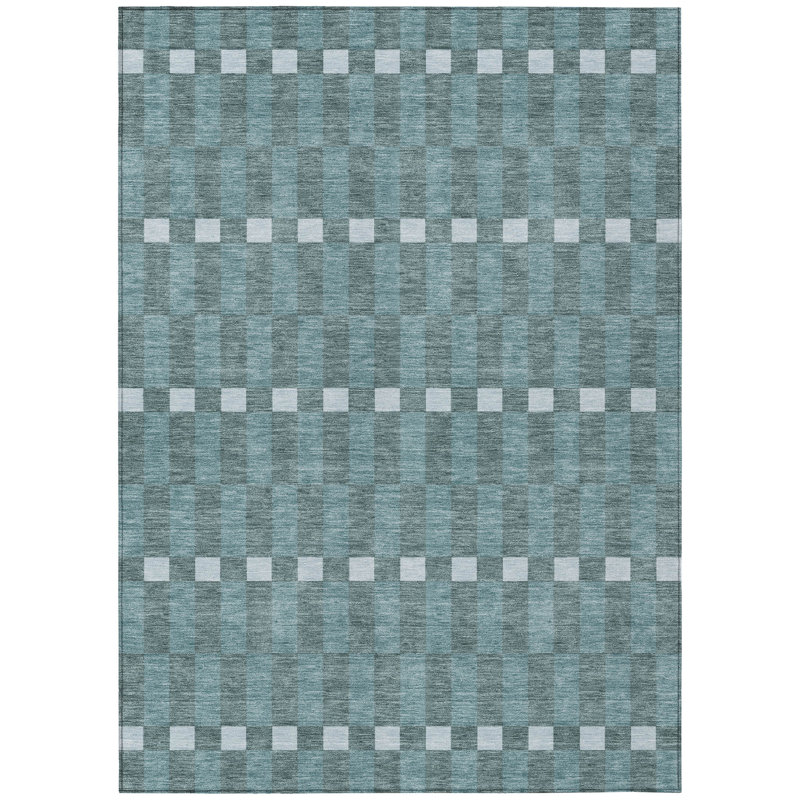 Machine Washable Indoor/Outdoor Chantille ACN2547 Geometric Rug, Teal, 3' x 5'