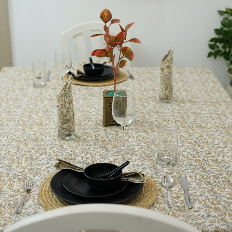 Red Barrel Studio® Handcrafted Block Print Table Cover in Soft Cotton for Every Occasion,Kudrat, 90" Rectangle