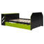 Lit de jour en bois pleine grandeur avec lit gigogne simple, bureau et USB, vert-970355591