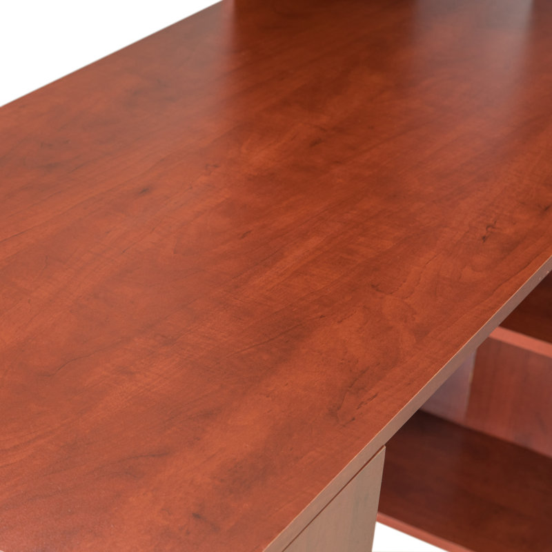 Cherry Solid Wood Compact Writing Desk with Storage Cubbies