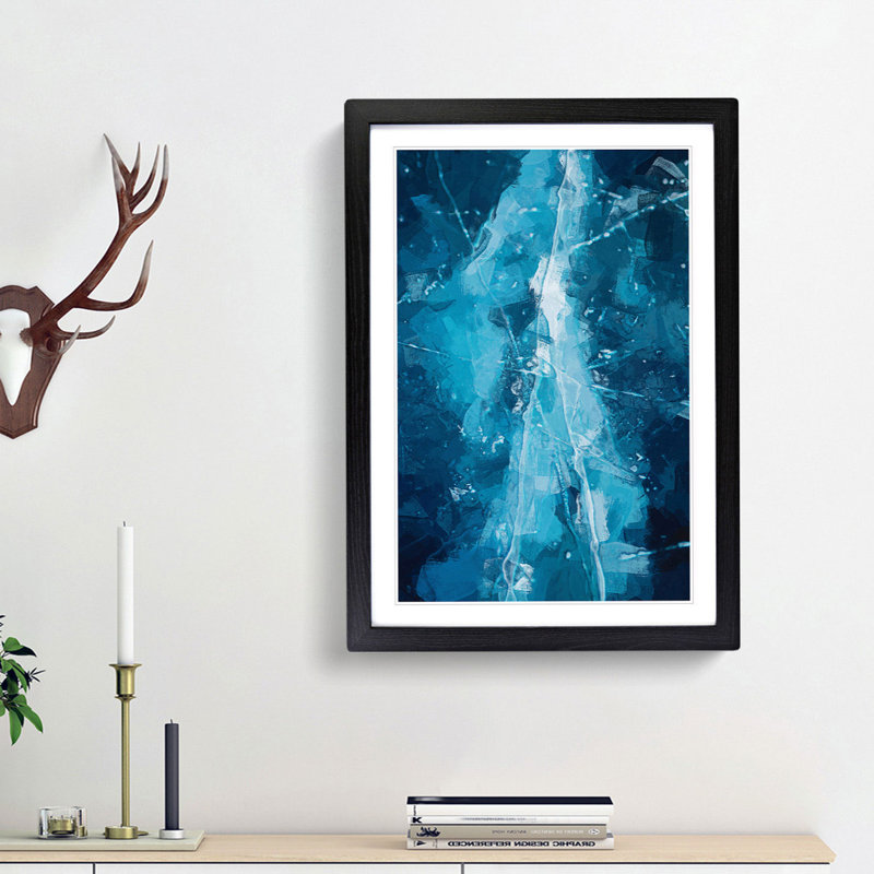 The Cracked Ice in Abstract - Picture Frame Graphic Art Print, 36cm H x 27cm W x 2cm D, Black Framed