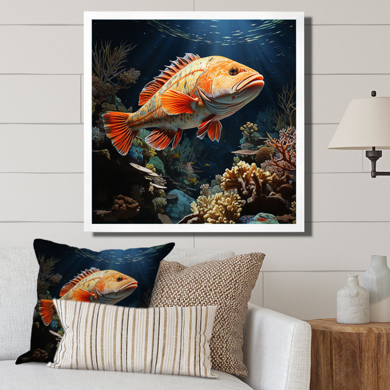 Aquariums Majestic Marine Pointillism - impression sur toile tendue, H 36 po x l 36 po x P 1,5 po, Cadre simple blanc