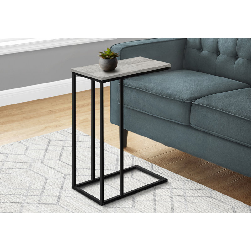 Table d'appoint en métal, stratifié, Gris clair, Noir