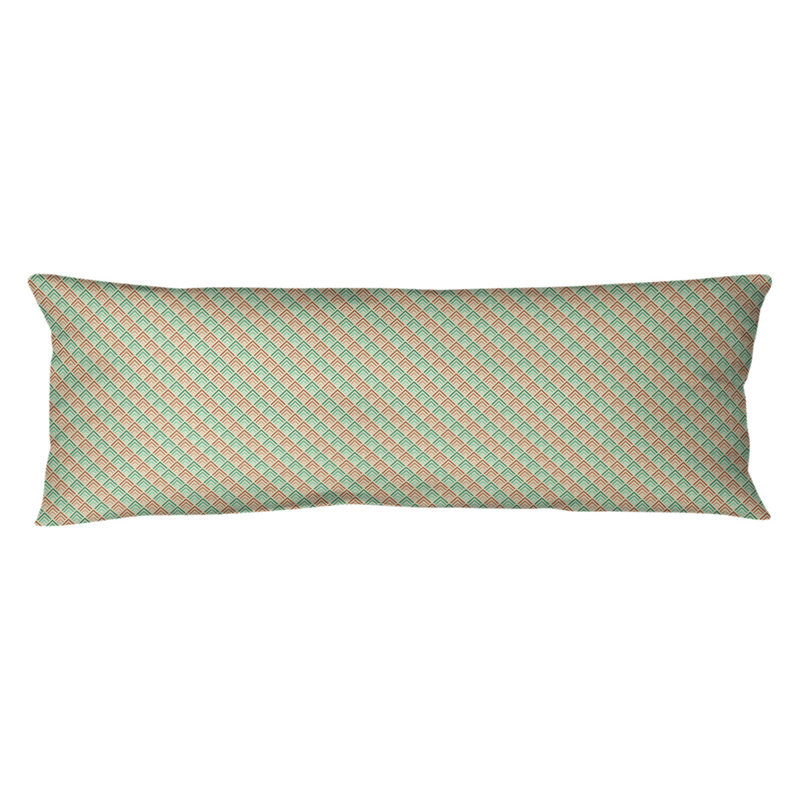 Coussin géométrique, Bourre en polyester, Vert/orange