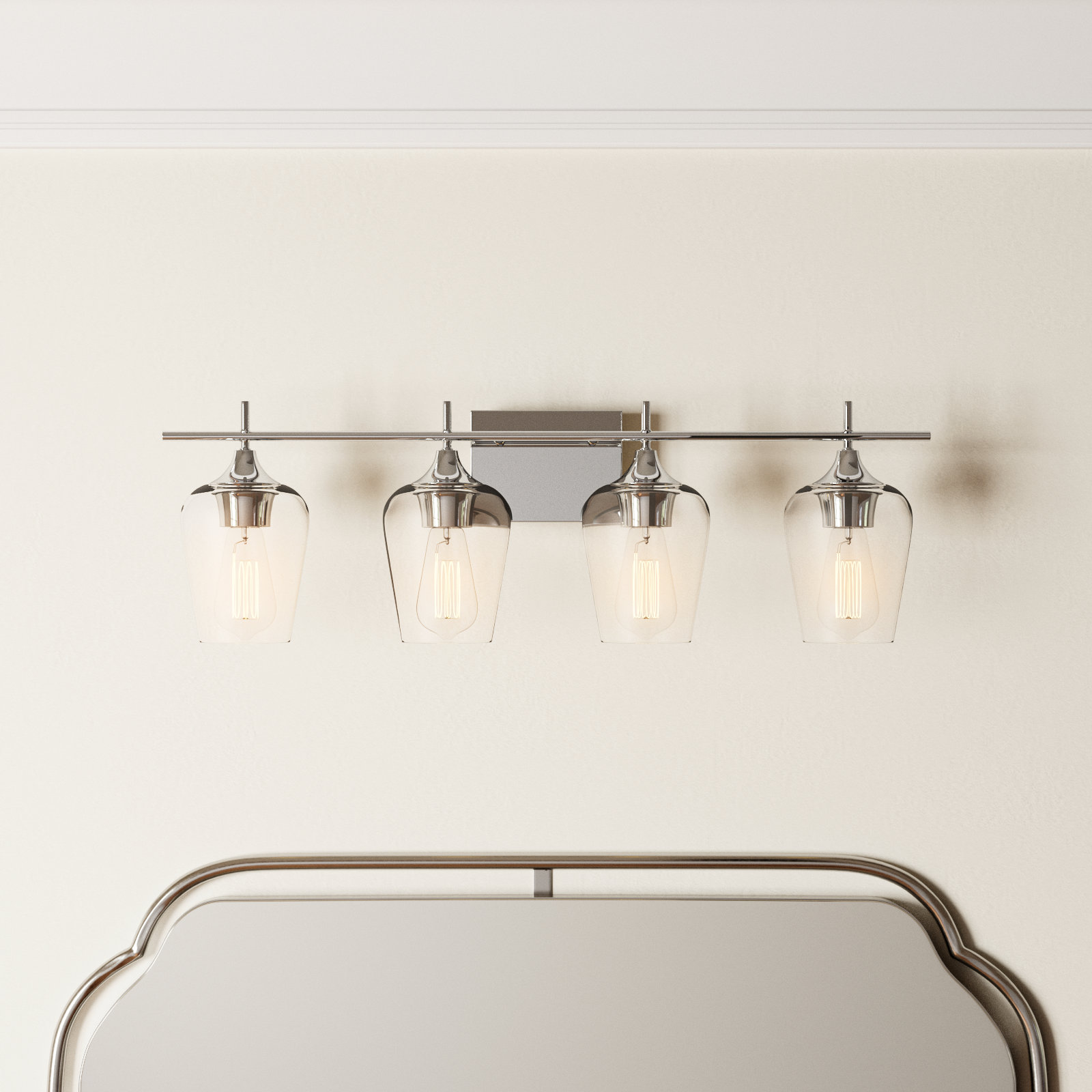 Breena 4-Light Dimmable Vanity Light, Polished Chrome, Clear