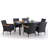 6 - Person Wicker Patio Dining Set with Extendable Rectangular Table , Cushions Included