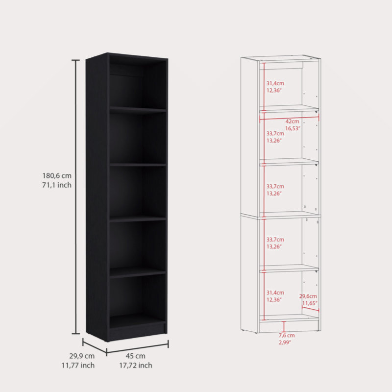 Black 4 Piece Living Room Set With 4 Bookcases