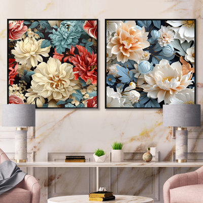 Rutha - Ensemble de 2 collages carrés floraux