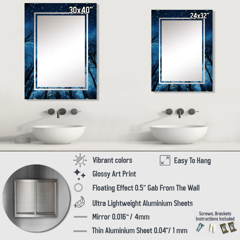 Kina - Miroirs muraux décoratifs Sky, 32 po x 24 po
