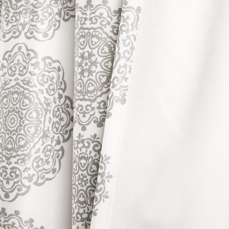 Gray Medallion Pattern Blackout Polyester Window Panels