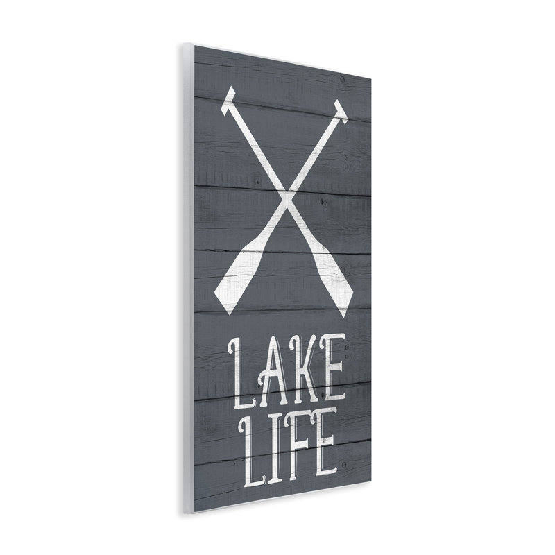«Nautical Blue Lake Life Life Rustic Boat Oars» par Kim Allen - impression d'art graphique, H 19 po x l 13 po
