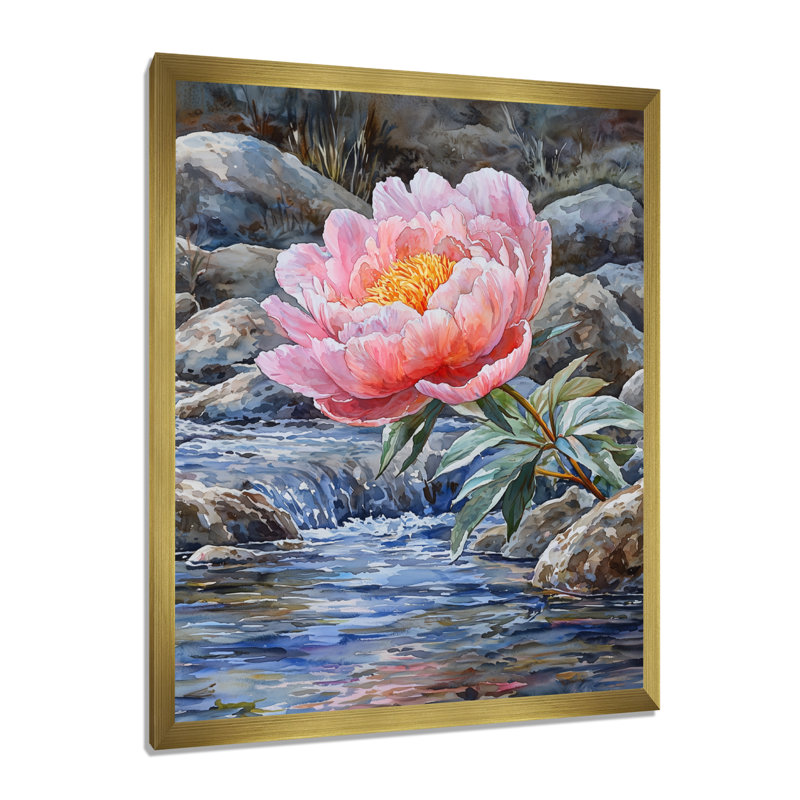 Gladis - impressions murales florales, H 40 po x l 30 po, Reproduction encadrée d'une seule photo, Doré