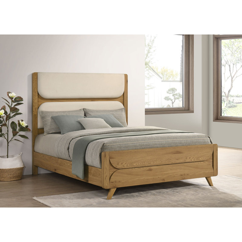 Lit à panneaux 62,90 po Mid-Century, chêne clair, 60.5" H x 62.9" W x 86.4" D