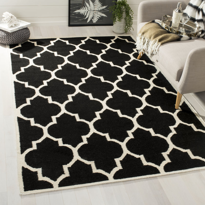 Hiroko Geometric Wool Hand Woven Area Rug, Rectangle 122 x 183 cm