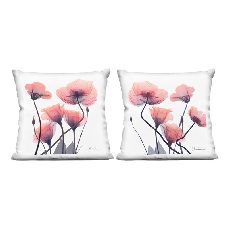 Coussin Delicate Flower Bunches Design par Marilyn Dunlap (ensemble de 2), Rose / Mauve