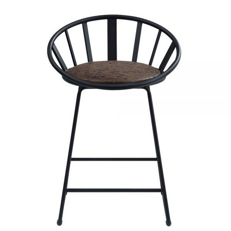 Chaise à hauteur de comptoir rembourrée noire Zudora (ensemble de 2)