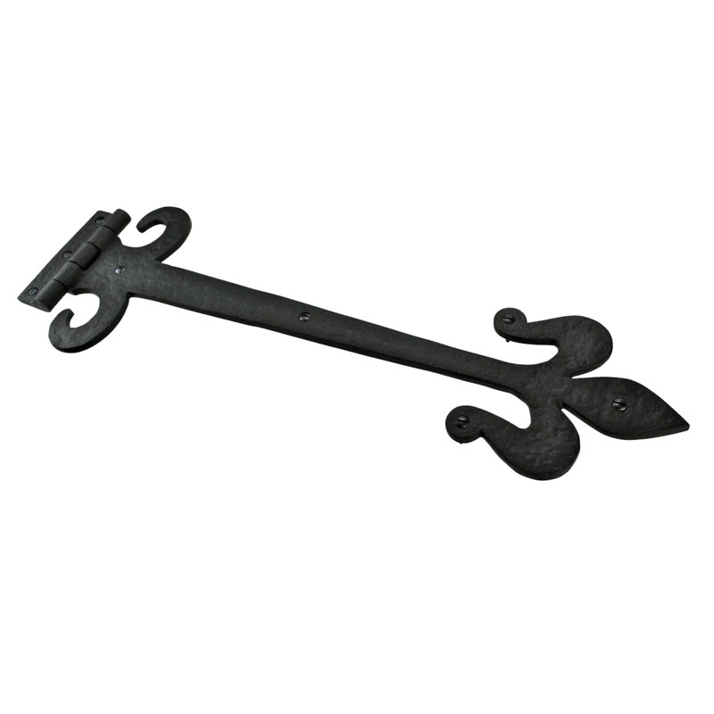 Black Wrought Iron Fleur De Lis 18" Strap Hinge