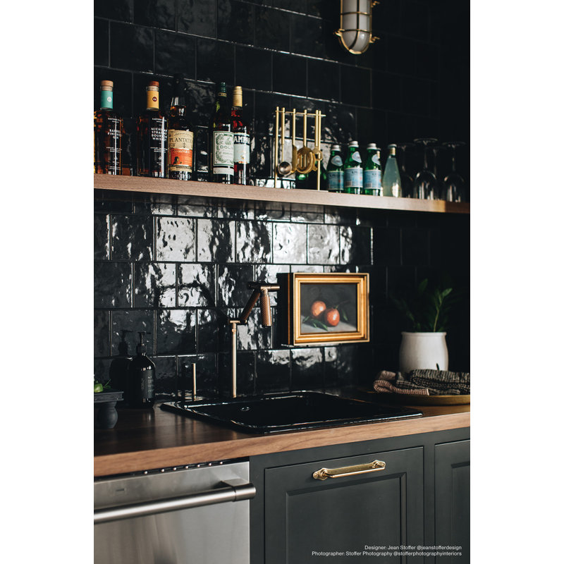 Cloe 5" x 5" Ceramic Tile, Black