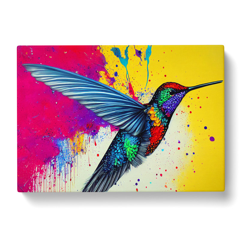 Modern Hummingbird Abstract - Wrapped Canvas, 50cm H x 76cm W x 3cm D
