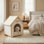 Niche pour chien en bois de cèdre massif avec coussin pour petits chiens