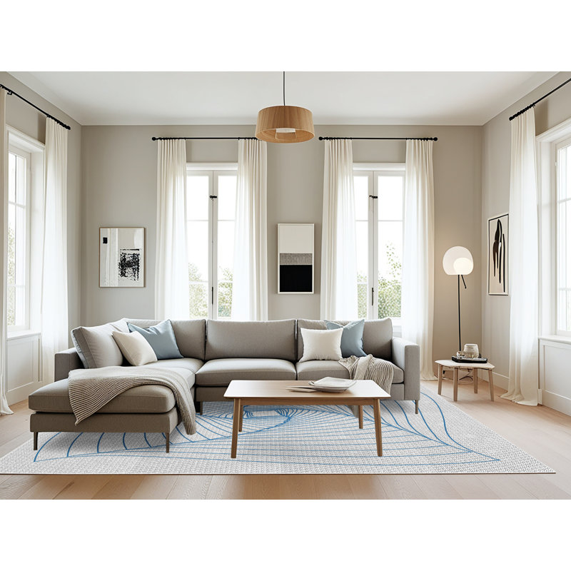 Tapis de zone bleue à motifs, Rectangle 8 pi x 12 pi