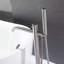 Robinet de baignoire autoportant 34 po à poignée simple moderne en acier inoxydable avec douche à main 34 po-134381398